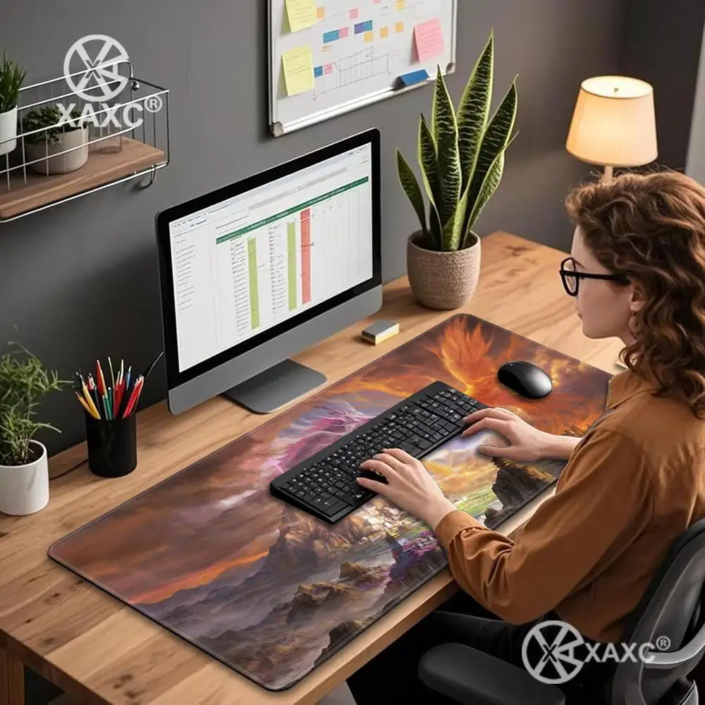 Fantasy Dragon Phoenix XAXC Mouse Pad large keyboard mouse desk pad non-slip rubber gaming mouse pad laptop mouse carpet