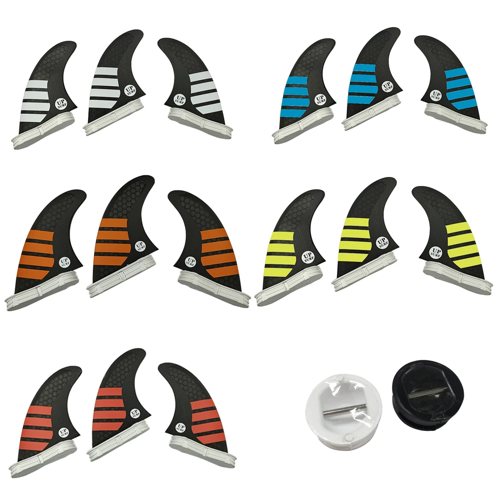 

G5 UPSURF FCS II Tri Fins+Surf Leash Plug Honeycomb Fiberglass Surfboard Fins G5 Thruster With MRD2.5cm Leash Plug Free Gift