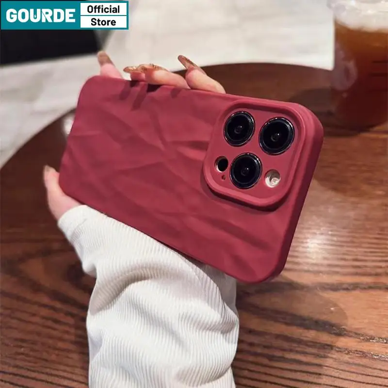 

Gourde Fashion Frosting Premium Red Wave Silicone Soft Phone Case for Iphone 15 16 14 12 13 11 Pro Max IP 7 8 Plus XS XR Xs Max