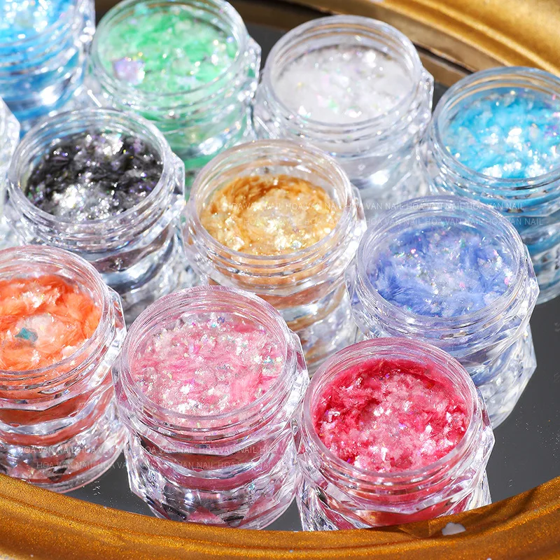 

1Pc Ultra-thin Nail Art Glitter Powder Sequins Aurora Opal Nail Art Decorations 12 Colors Manicure Nail Glitter Flakes