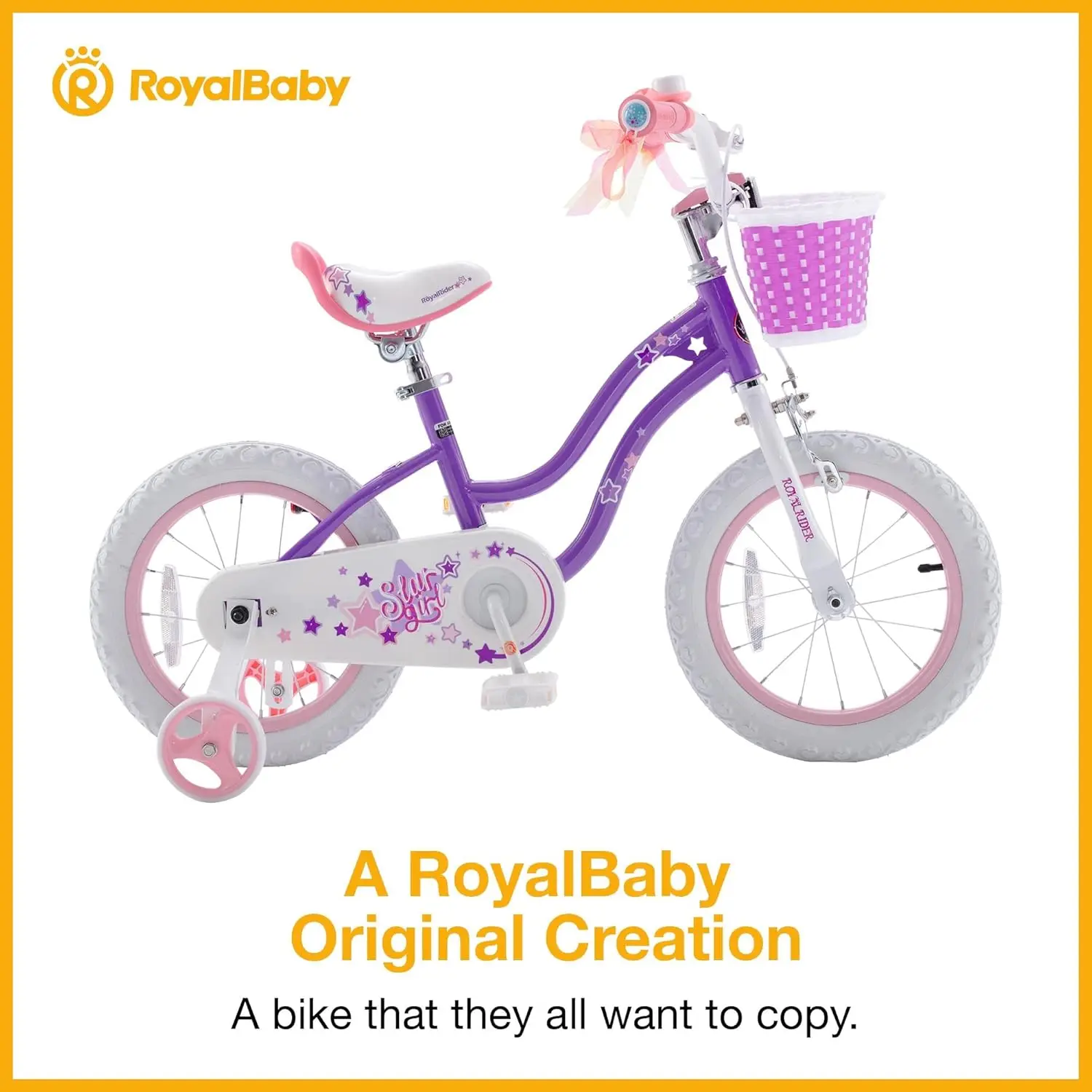 Meisjes Bike Ez Bike Stargirl Training Gratis Balans Om Gemakkelijk Leren Fiets Te Trappen, Paarse 12 Inch Basic (Achtbaanrem)