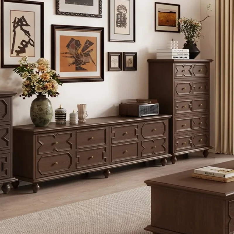 LH retro TV cabinet living room solid wood home antique coffee table combination storage locker