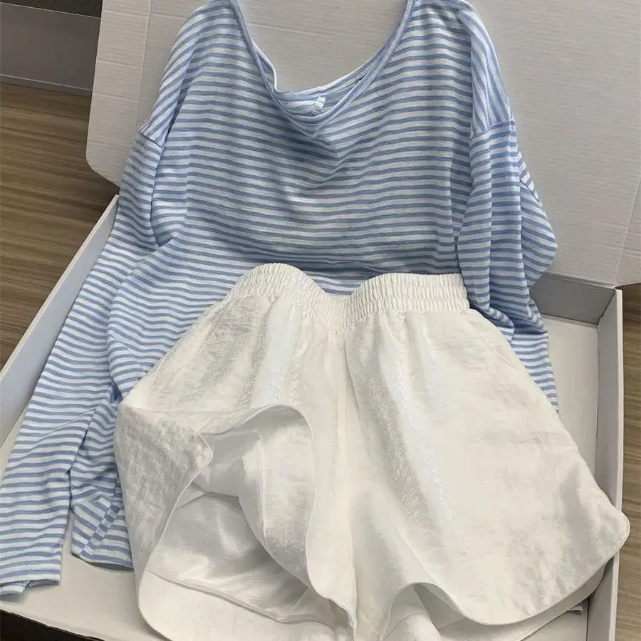 

Striped Sleepwear Women Pajama Sets Long Sleeve Piiama Casual 2 Pieces Loose Night Wears Summer Korean Home Suit 2025 New
