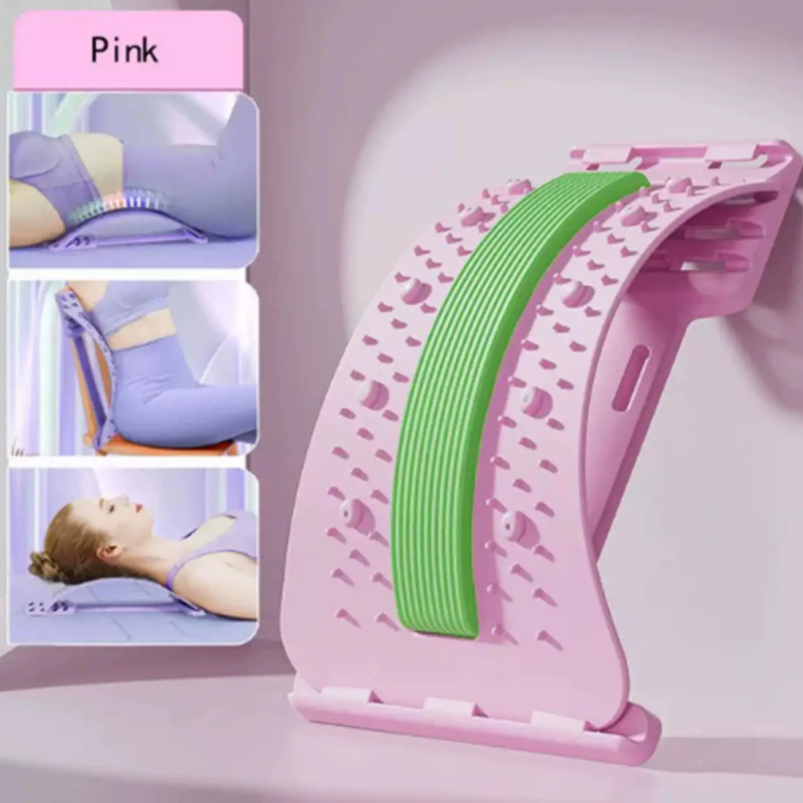 Back Stretcher 3-level Adjustable Lumbar Stretcher Adjustable Non-slip Lumbar Massager for Body Recovery Muscle Release Yoga