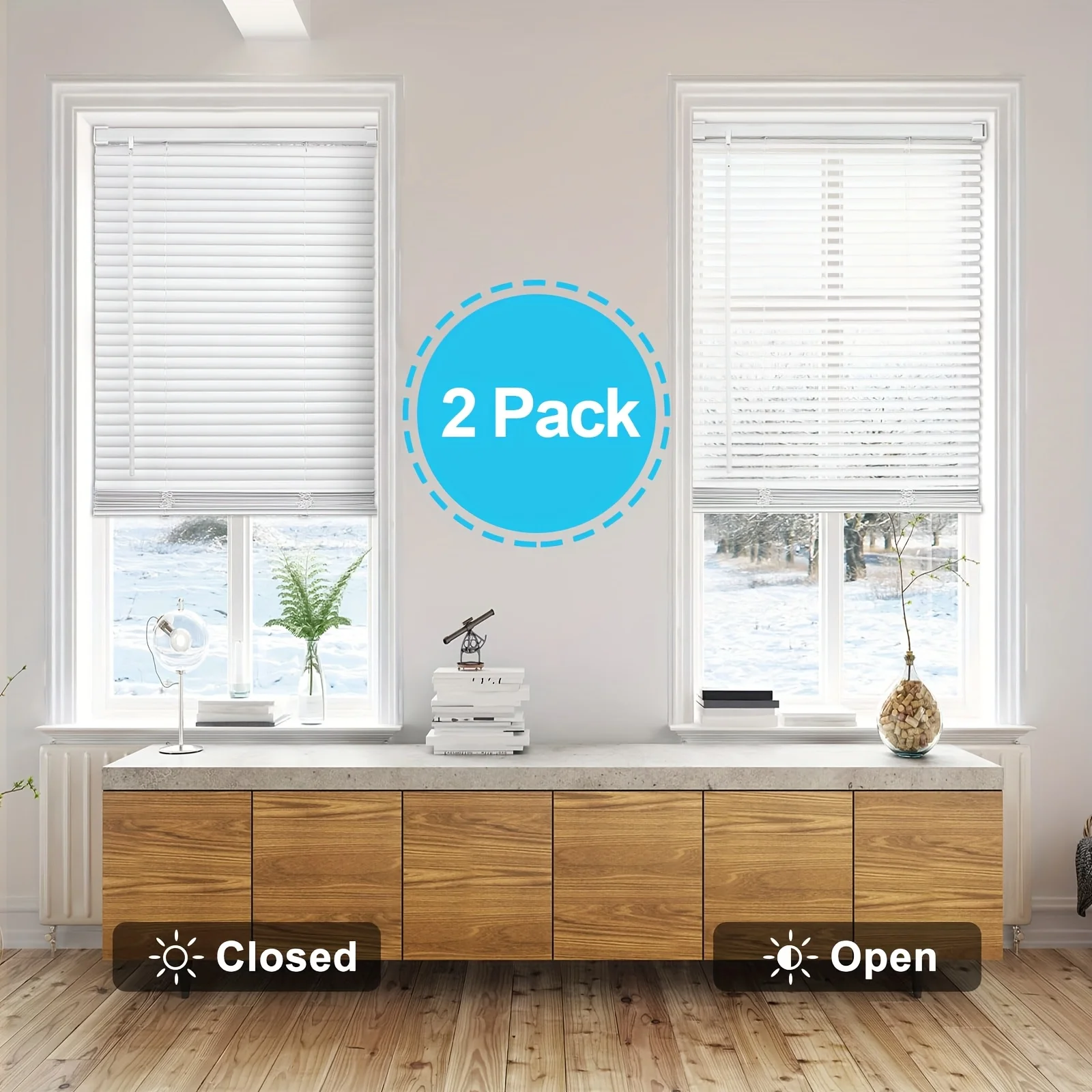 

2 Pack Cordless Mini Blinds Curtains, Home Window Decorations, Adjustable Light Filtering & Blackout Shade, PVC Slats for Therma