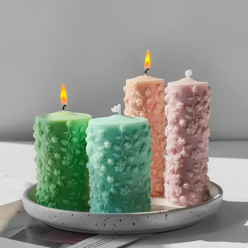 

3D рельефная лоза, цилиндрическая форма для ароматерапевтических свечей, ручная работа, сделай сам, гипсовый камень, украшение, силиконовая форма