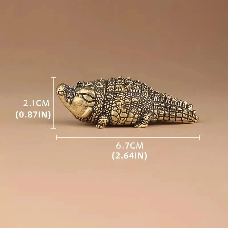 Cute Fat Copper Alligator Statue, Creative Desktop Decoration, Home Decor for Bedroom Office Bookshelf Living Room, Gift