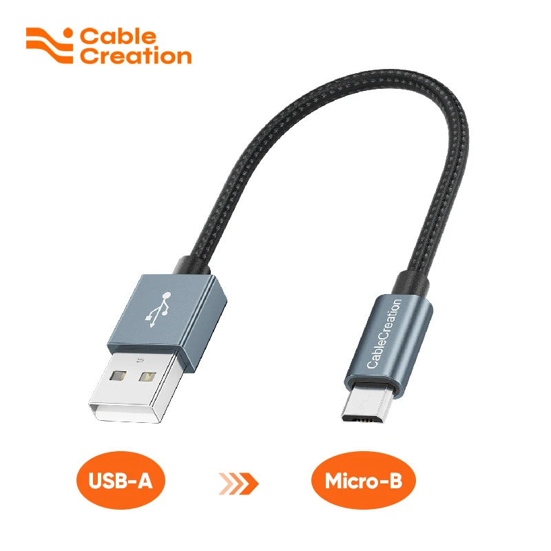 

CableCreation Short Micro USB Cable 0.5FT Grey, Micro USB to USB Cable Triple Shielded Fast Charger Cable