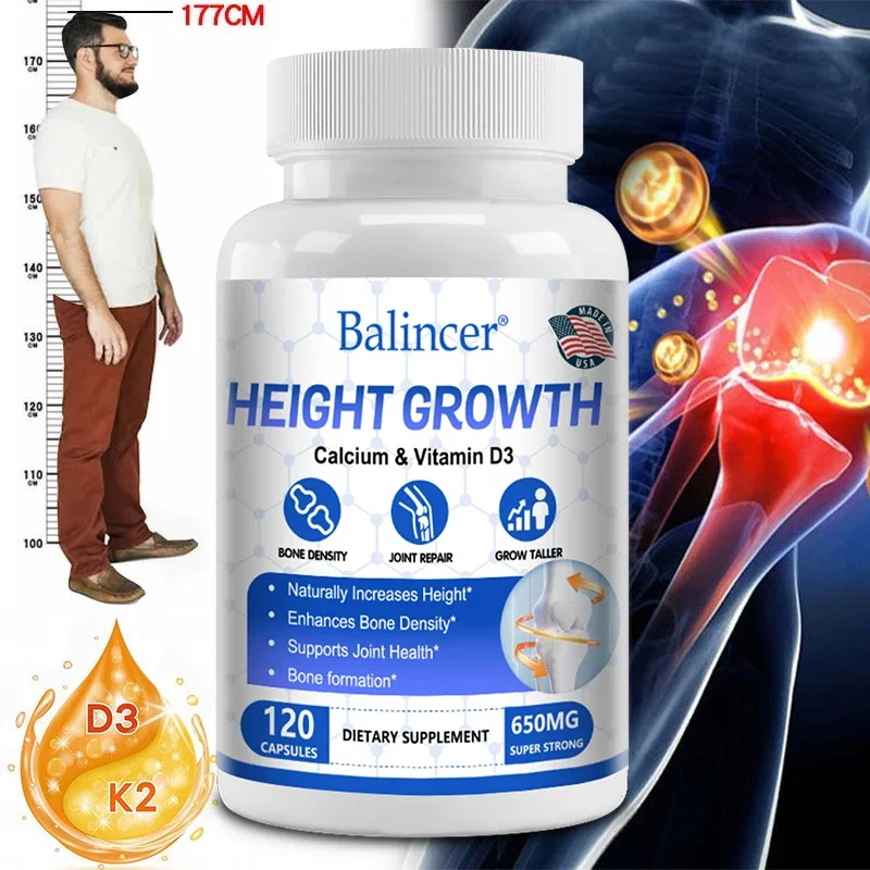 Bone Growth Supplement - Calcium + Vitamin D3 Naturally Increases Bone Density Improves Osteoporosis and Promotes Joint Health