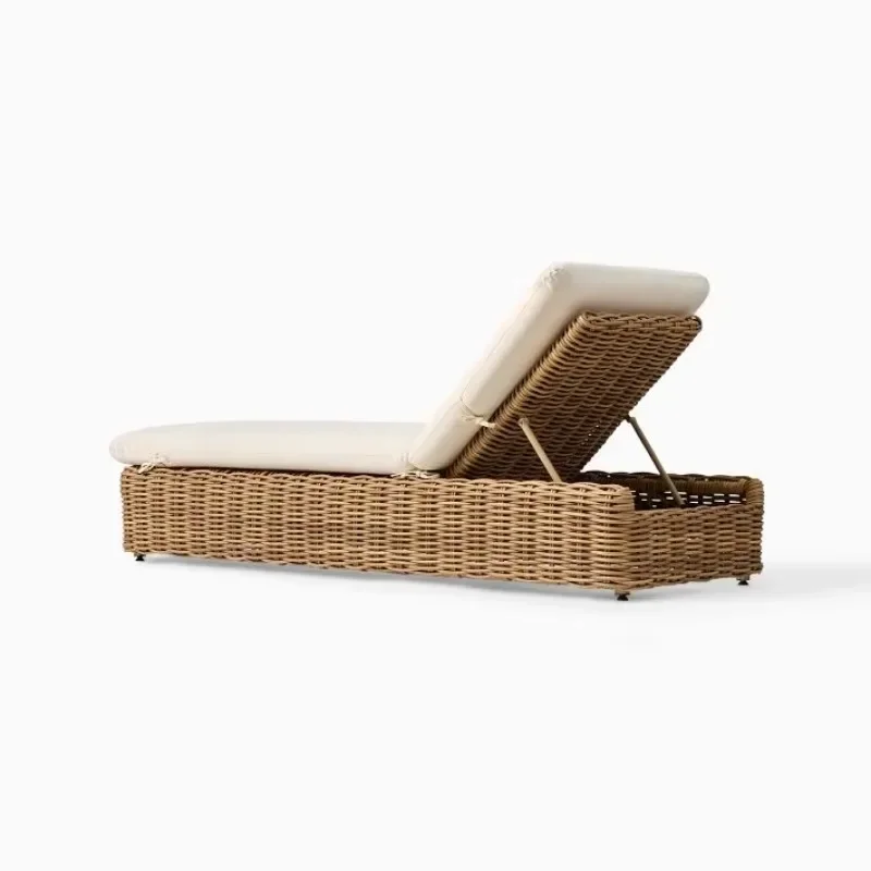 Factory Direct 2026 Beach Poolside Adjustable Back Rattan Sun Lounger Bed Portable Outdoor Furniture  Aluminum Frame Leisure Sun
