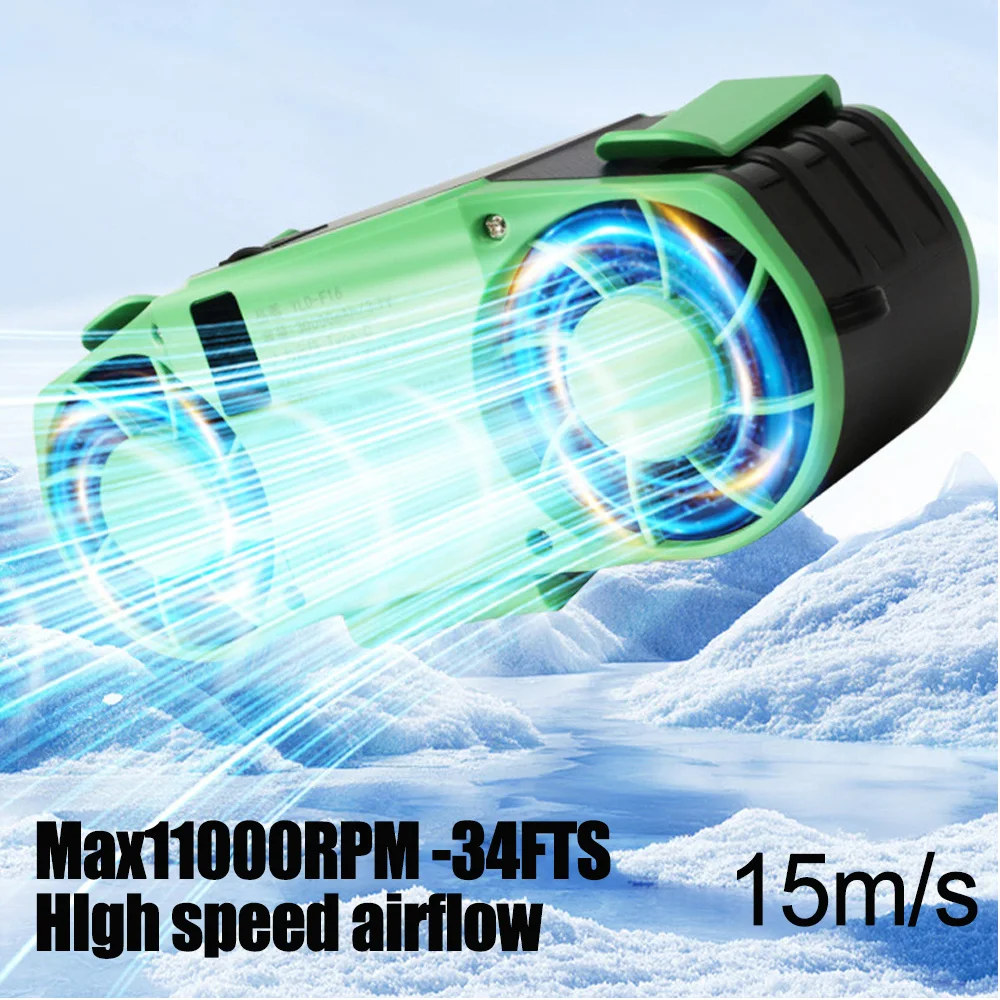 30000mAh Portable Waist Fan Strong Daul Airflow 7Speeds 11000RPM Rechargeable Clip on Fan for Outdoor Camping Fishing Max 32H