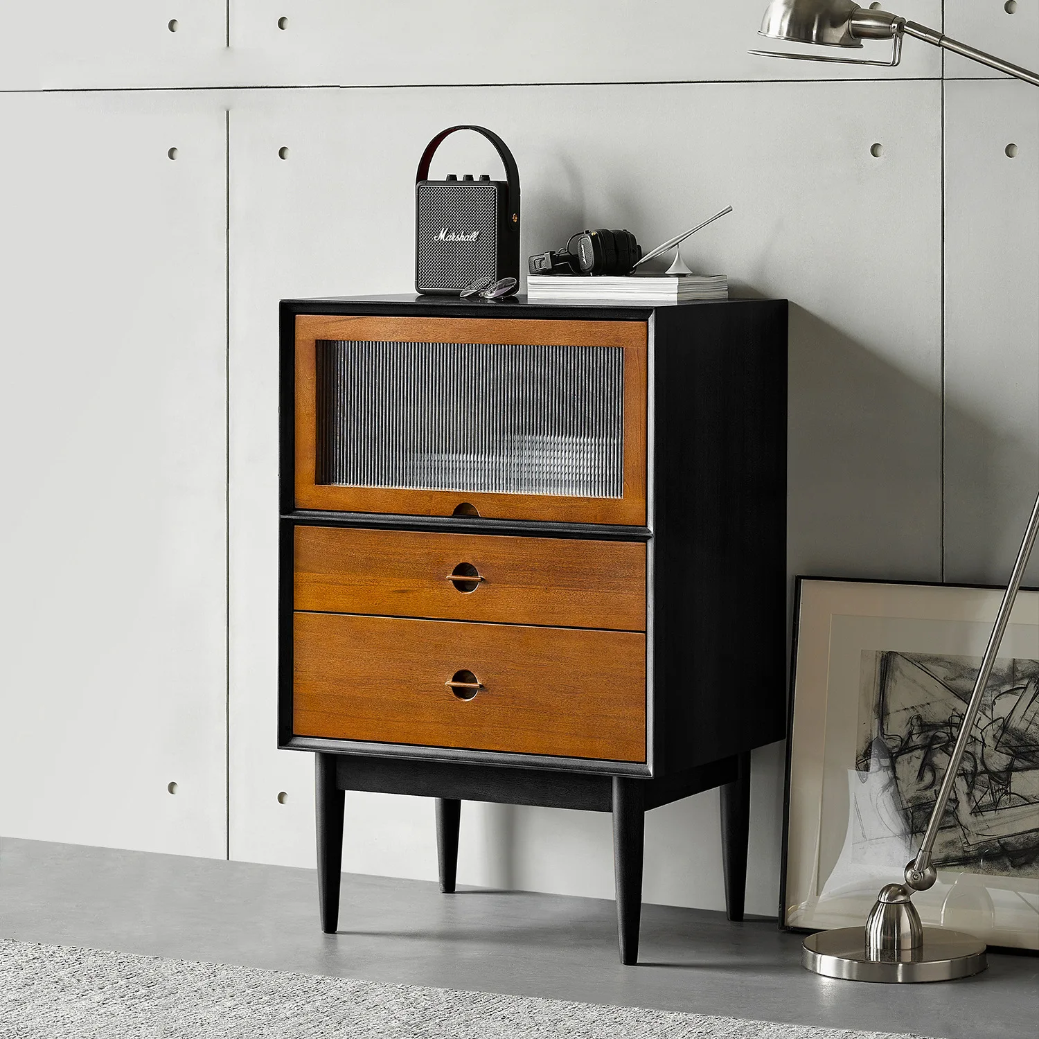 

Bailing decorative cabinet black solid wood retro TVcabinet sidecabinet medieval storagecabinet storage chestcabinet