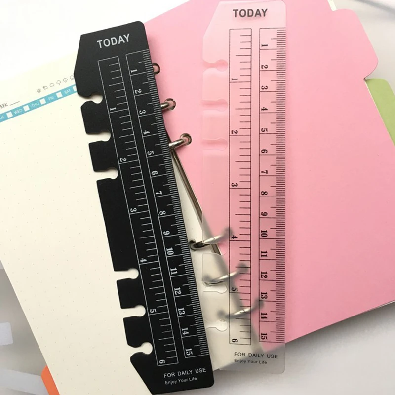 10pcs A5 A6 A7 Flexible Ruler for 6 Hole Rings Loose Leaf Binding Notebook Detachable Bookmark Ruler Organizer Drawing Tool