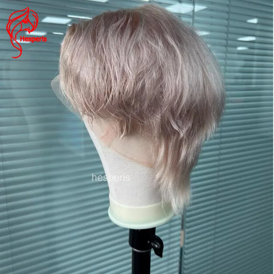 Hesperis Short Pixie Cut Human Hair Wig Pre Plucked Transparent Full Lace Wig For Men Cosplay &Daily Wear Pre Styled Colored