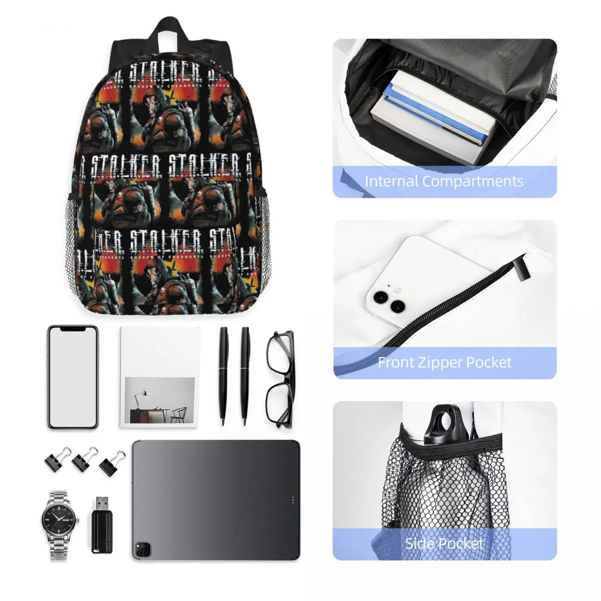 Stalker Shadow Of Chernobyl Backpack Hot Sale Daypack Large Capacity Boys Girls BookBag Shoulder Bags for Men Women School Bag