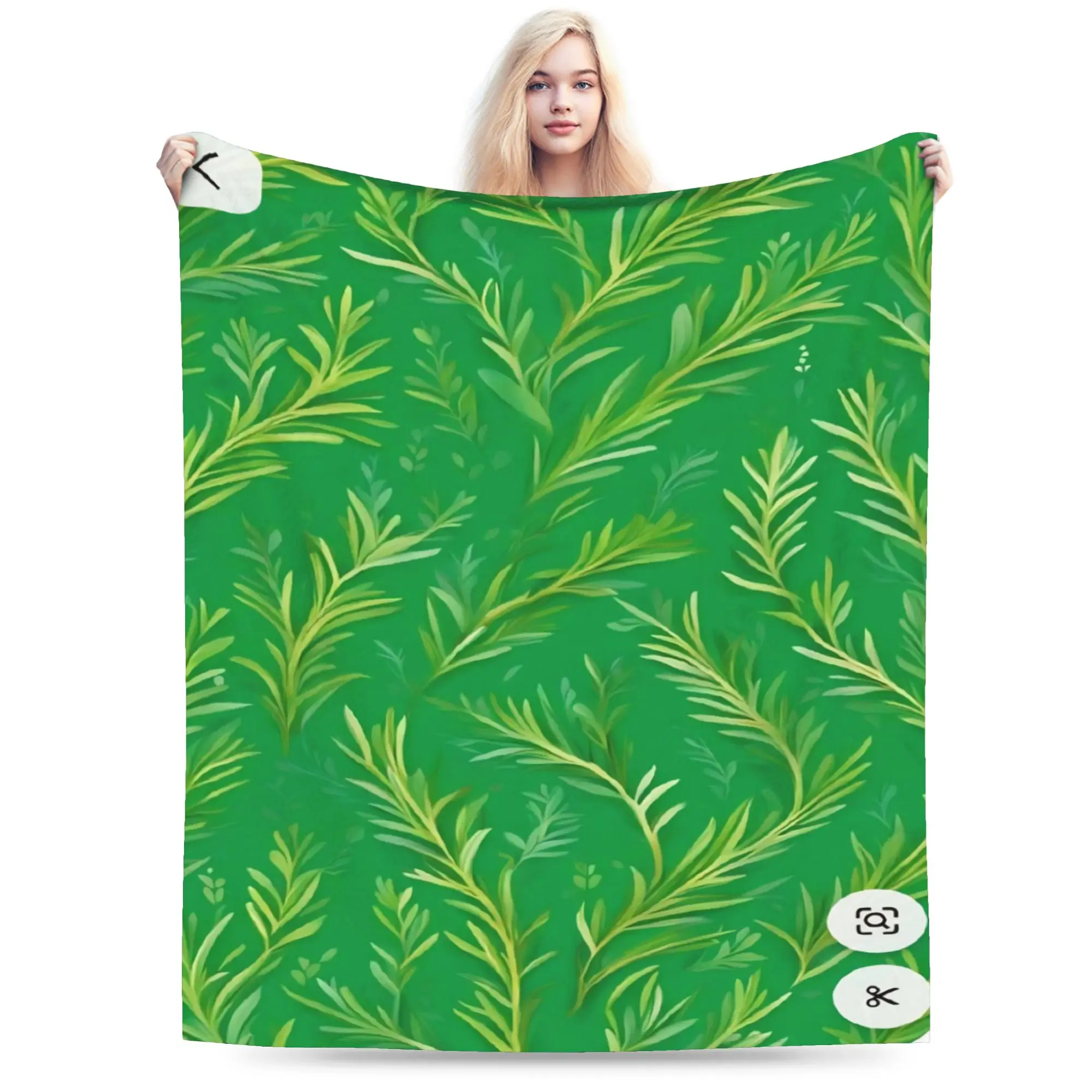 Olive Green Foliage Blankets Flannel  Relax Super Soft Throw Blankets for Home Bedding Throws