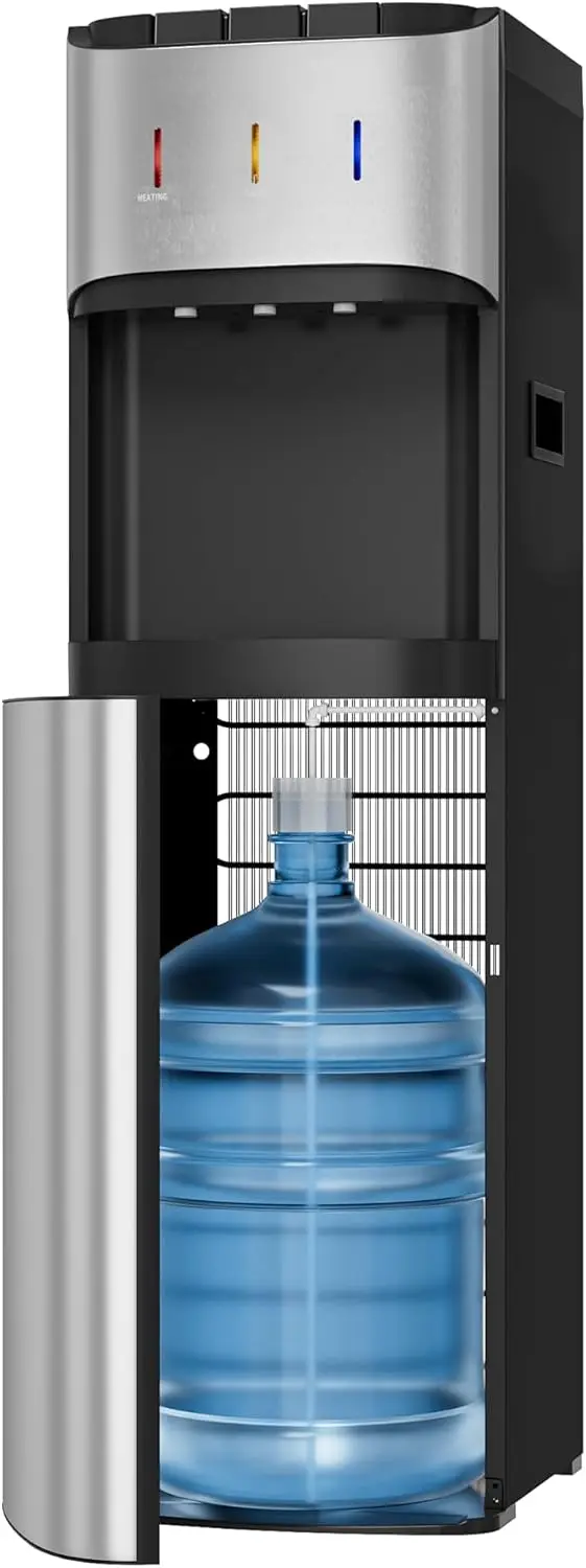 

3/5 Gallon Bottom Loading Water Cooler Dispenser, Stainless Steel Hot Cold WaterDispenser with Child Safety Lock,Metallic Silver
