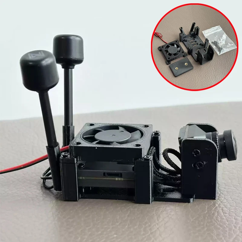 1Set FPV VTX-Halterungsbasis mit 5V/12V-Lüfter, kompatibel mit WalkSnail Avatar HD KIT/MIRCO HD V2 für RC-Auto/Starrflügelflugzeug