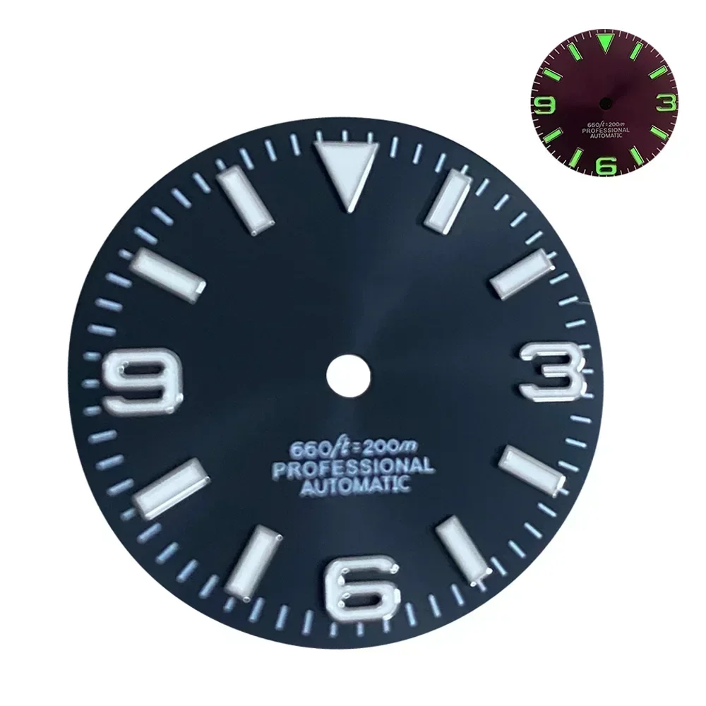 369 Nails Sunburst 28.5mm Modified Plate Green Luminous Suitable for NH35/36/4R/7S Movement Dials