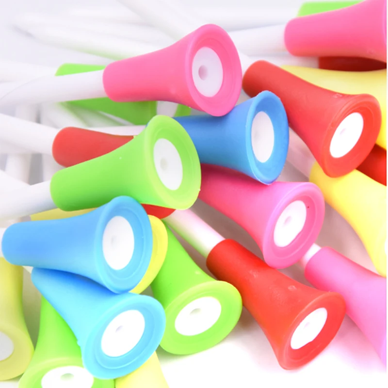 30Pcs *83mm Long Golf Ball Holder Rest Plastic Tees With Rubber Cushion Top Color Random