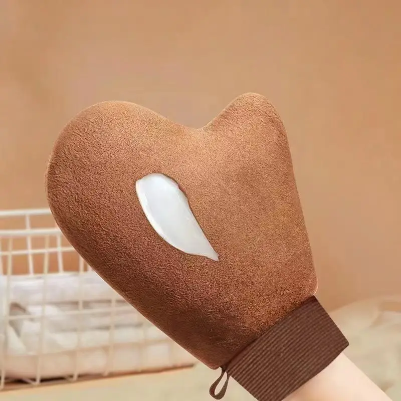 Body Lotion Glove Self-Tanning Mitt Double-Sided Prevents Sticky Hands Applicator Quick Dry Flocking Glove Makeup Applicator