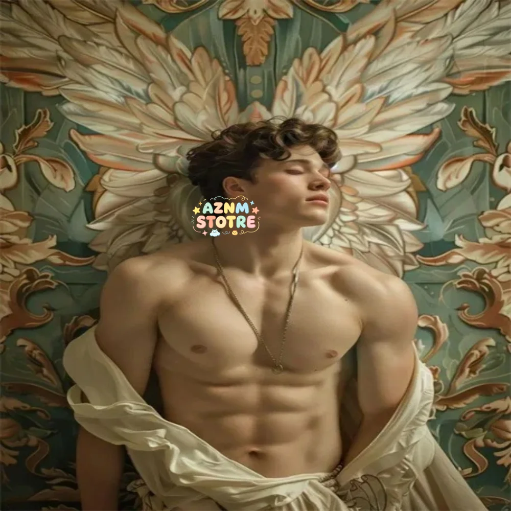 Handsome Man Posters and Prints Handsome Muscular Man Angel Canvas Art Painting Modern Aesthetics Home Room Decor Wall Art Mu