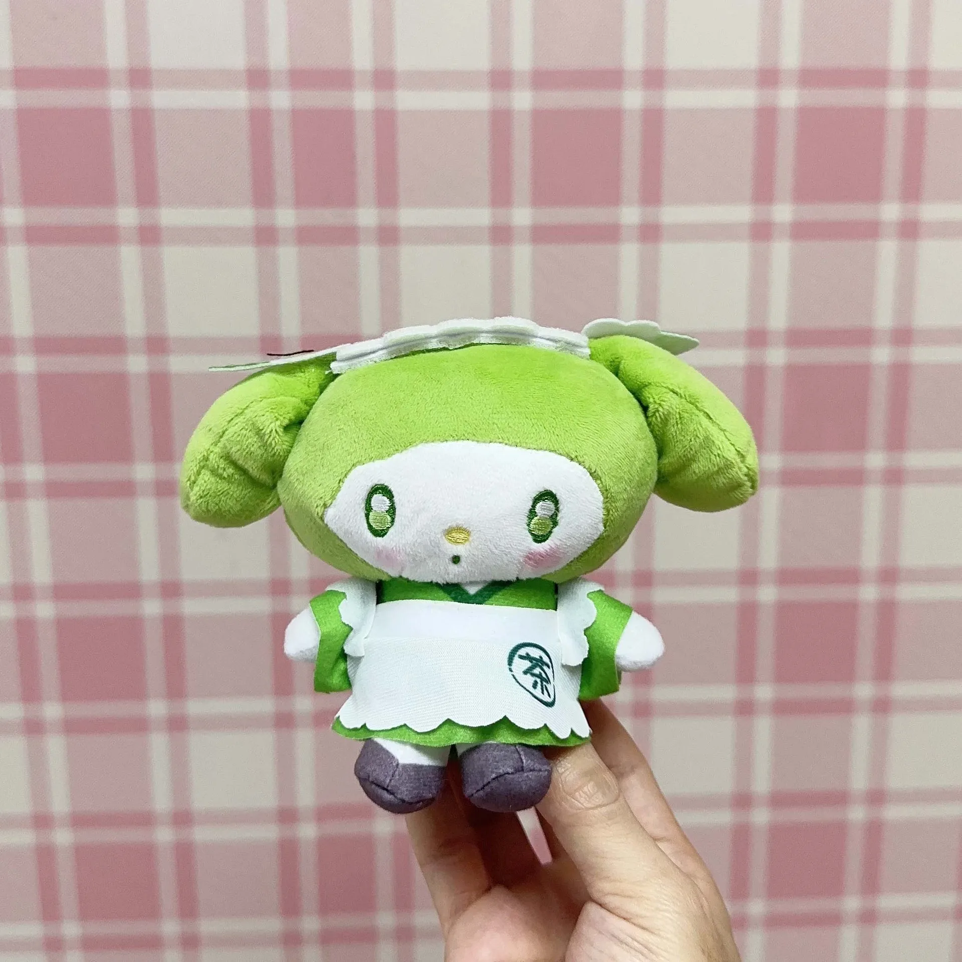 12 cm Sanrio Plushier chat mignon frais Matcha femme de chambre série KT mélodie peluche poupées portefeuille poupée sac pendentif