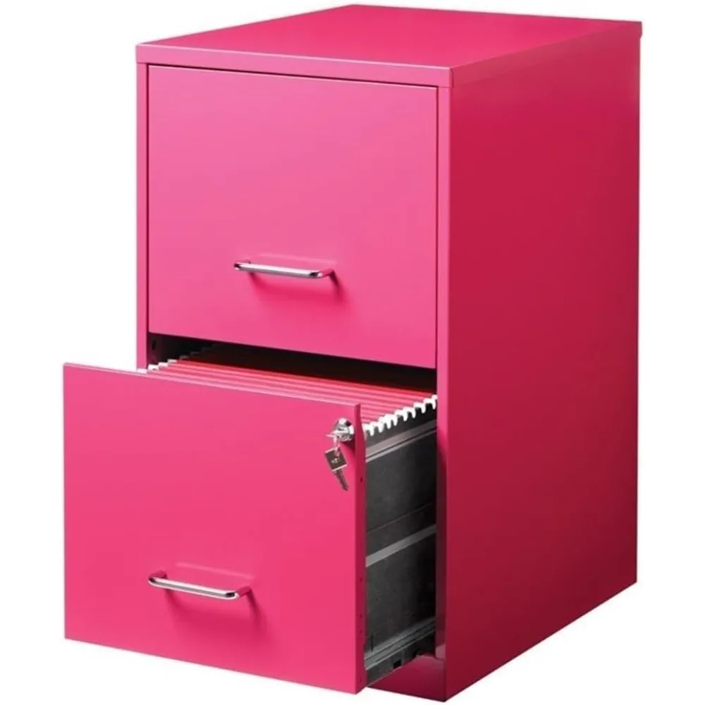 Space Solutions 18 Deep Metal 2 Drawer Metal File Cabinet Pink