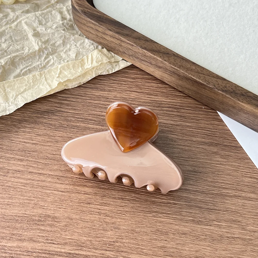 1 Stück Koreanische Acetat-Haarspange, Französische Elegante Halb-Haarspange mit Liebesmotiv, Hochwertige Haarklammer für Pony, Kopfschmuck – Detail 6