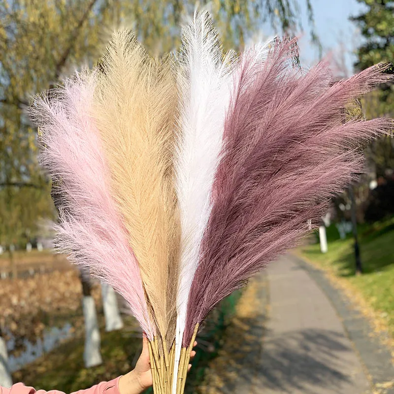 70-120cm Artificial Pampas Grass Fake Reed Plants Bouquet  Wedding Decoration Home Living Room DIY Vase Decoration Tail Grass