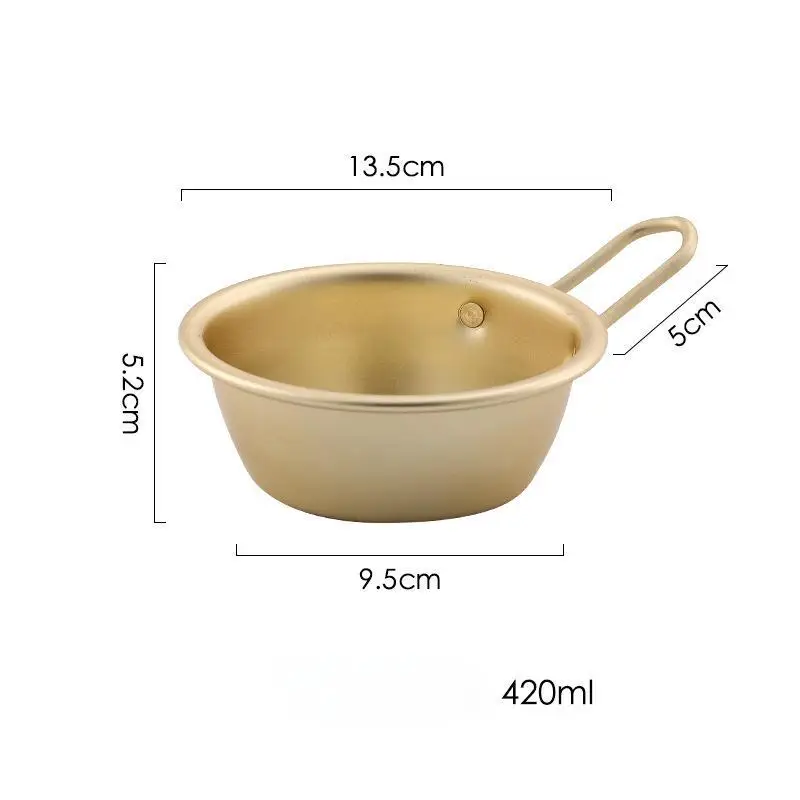 1pcs Gold Color Aluminum Traditional Bowl Korean Rice Wine Bowl Cup Makgeolli Ramen Soup Bowl Kitchenware Set