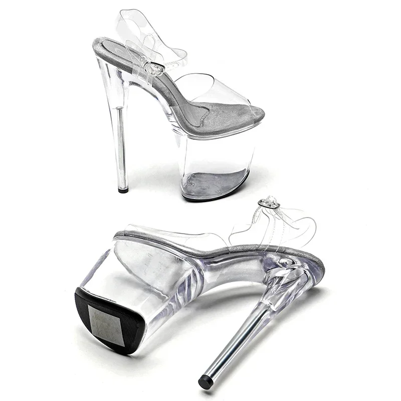 Leecabe 20cm/ 8inches  Clear PVC Upper New  Fashion trend Clear platform  high heel sandals  stripper heel pole dance shoes