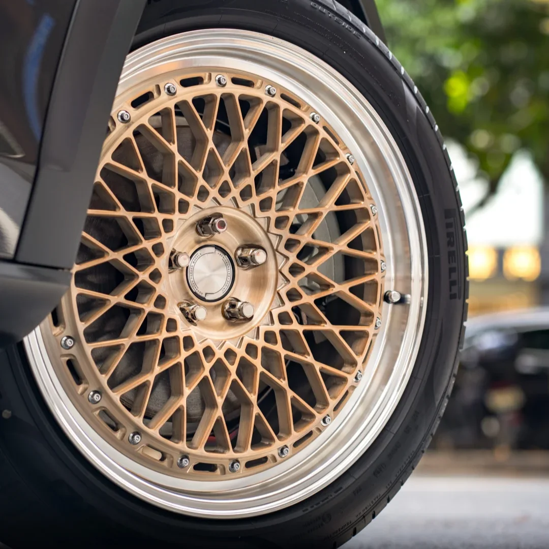 LZT-574 2 Piece Forged Wheels 6061-T6 Aluminum Retro Mesh Rims For Volvo V90 V60 S90 5x108 Custom Gold Machined Lip Alloy Wheel
