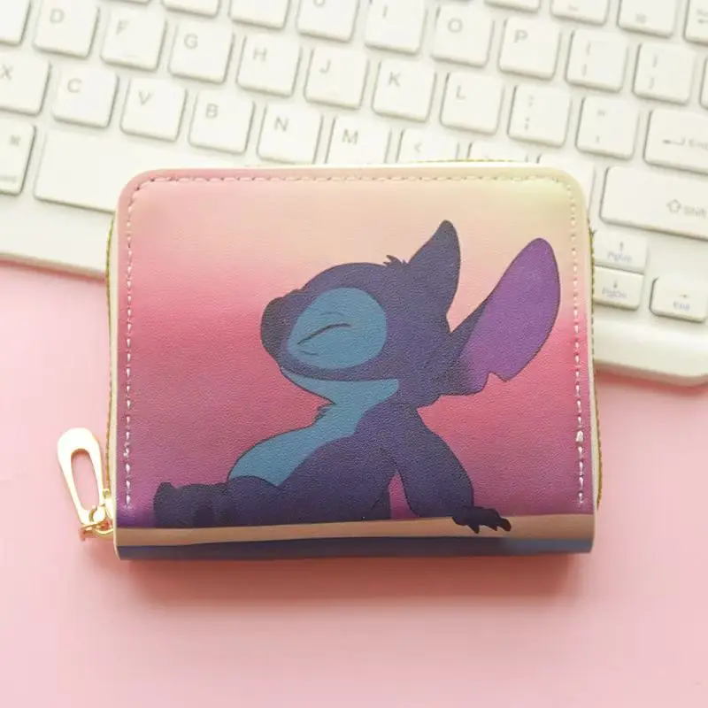 Borsa portaoggetti da viaggio Miniso Stitch, borsa per carte, borsa per documenti, portafoglio Zero, cerniera corta, mini portafoglio Cartoon Zero