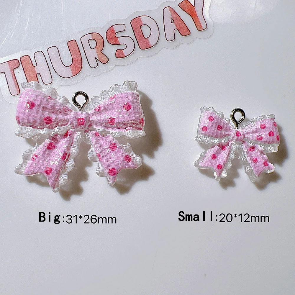 10 Stück niedliche Wellen-Spitzen-Schleifen-Anhänger aus Kunstharz, Schmetterlingsknoten-Charms für Schmuckherstellung, Zubehör, DIY-Ohrringe, Halskette, Schlüsselanhänger – Detail 3