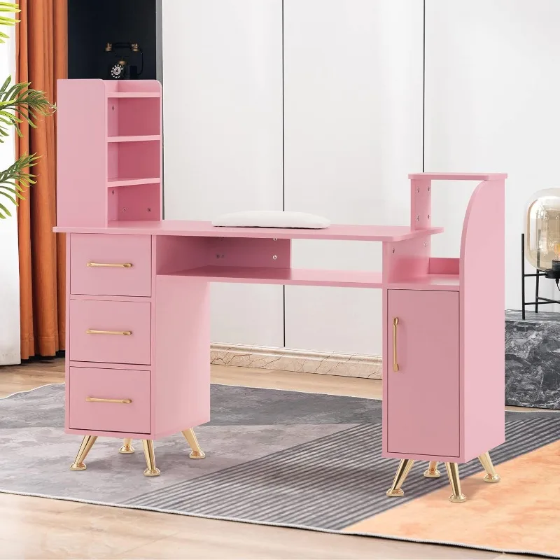 Manicure Table Makeup Dressing Station Nail Desk with Wrist Cushion Beauty Workstation Salon Storage Equipment