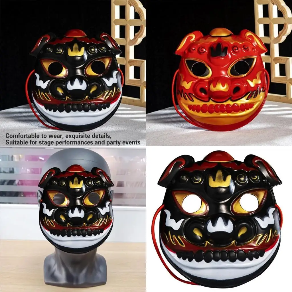 

652F Hand Painted Party Mask Masquerade Mask for Halloween Dress up Photography Traditional Chinese Festival Temple Fair Mask