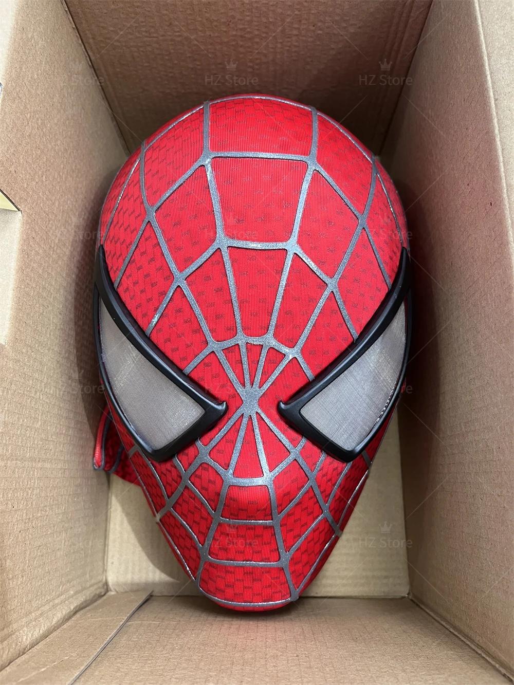 Spiderman-ケース付きスパイダーマンマスク,磁気顔付き,3D Webs