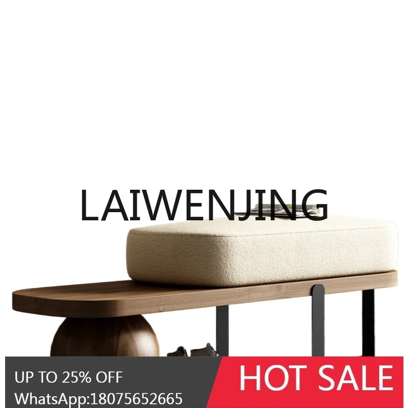 RWJ Nordic Creative Personality Long Stool Solid Wood Entrance Leisure Short Stool