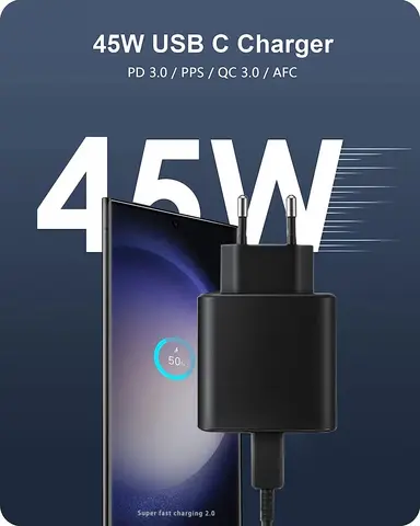 Зарядное устройство Samsung 45 Вт, адаптер для супер быстрой зарядки типа C для Galaxy S24 S23 S22 S21 Tab S10 Ultra S9 FE A16 5G A55 C55 Note 10 Plus