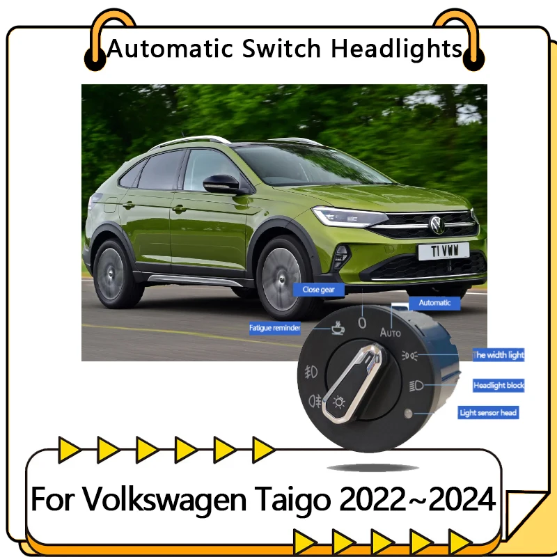 Car Headlight Automatic Switch  for Volkswagen VW Taigo Nivus 2022 2023 Accessories 2024 Auto Sensor Head Light Upgrade Tuning