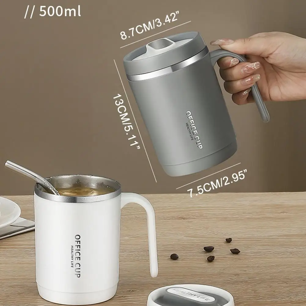 500ml Stainless Steel Coffee Mug Non-slip Bottles Leak-Proof Vacuum Insulated Tea Cup Thermal Office Mug Flask Travel