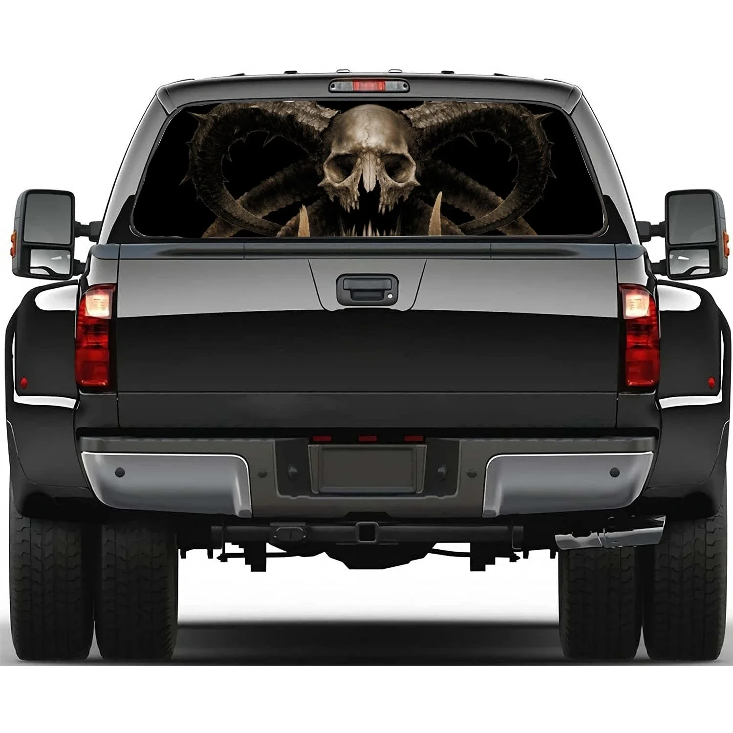 

Skull Head Car Rear Windshield Sticker Truck Window See Through Perforated Back Window Vinyl Decal Auto Accessories Decoration