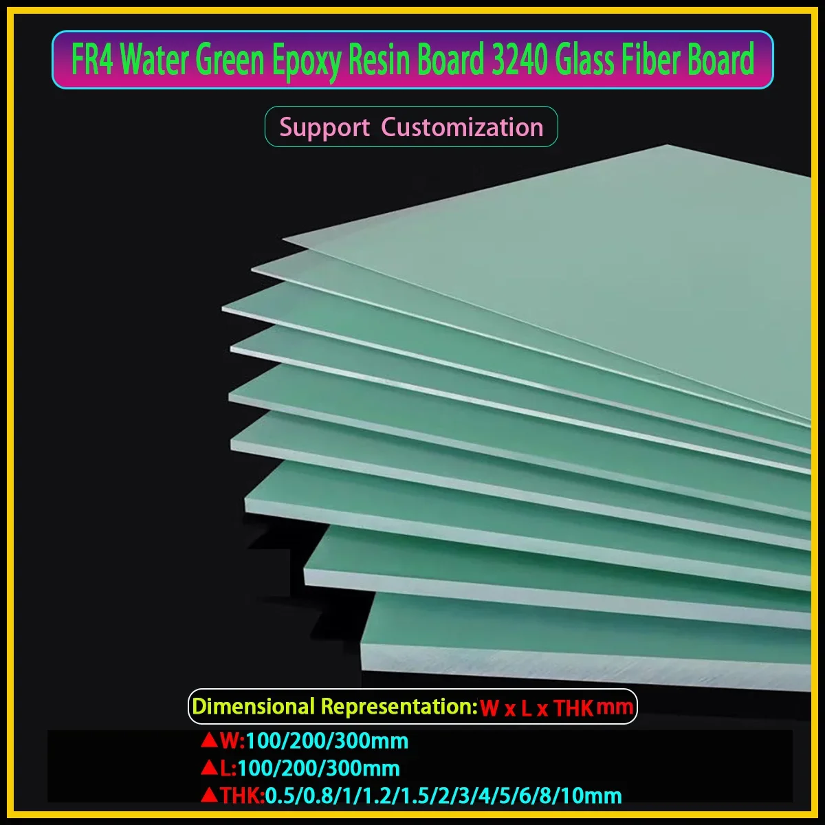 Light-green Epoxy Plate Epoxy Resin /FR-4 Glass Fibre Board Fiberglass Sheet  Thickness 0.5-10mm