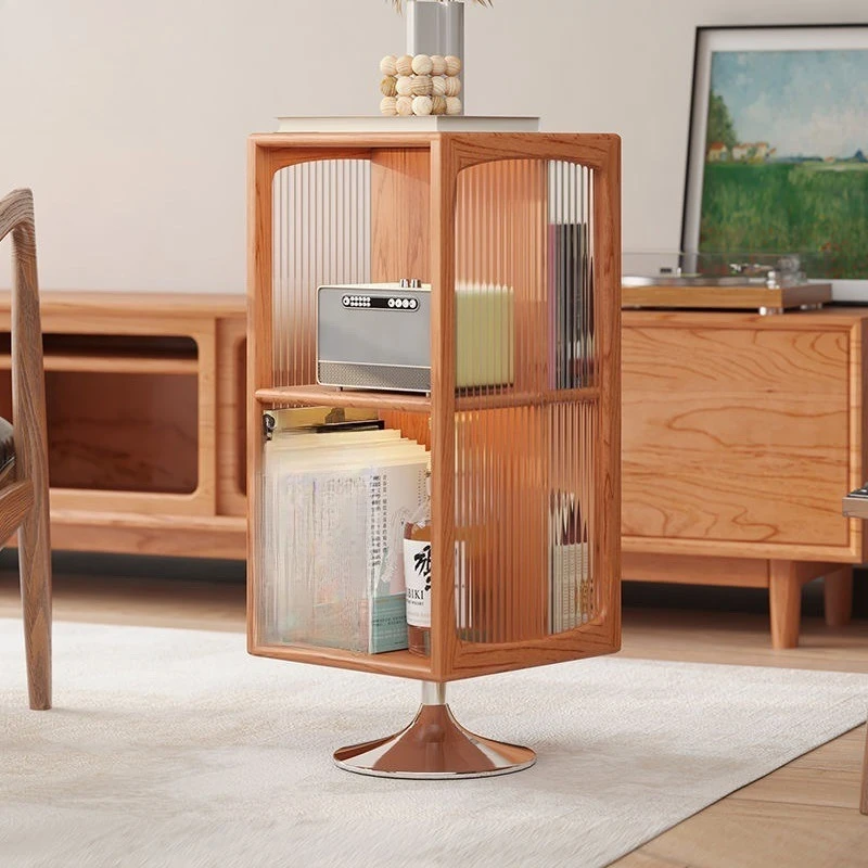Solid wood rotating edge few living room sofa side cabinet cherry wood small apartment corner few bedroom bedside table
