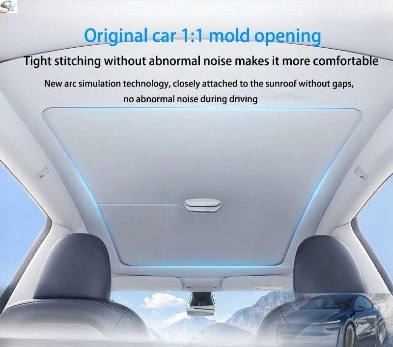 

For Tesla Model Y Juniper 2025+Car Scroll Sunroof Sunshade Upgrade Roof UV Protection Retractable Sun Visor Interior Accessories