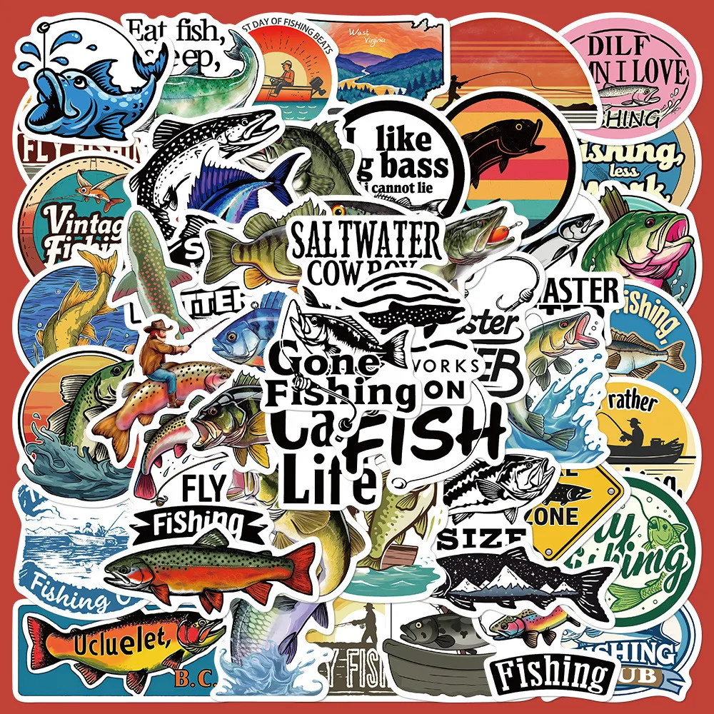 

50PCS Outdoor Travel Fishing Diving Graffiti Stickers - Unique Decor for Luggage, Bikes & Skateboards(Anime Worlds Store)