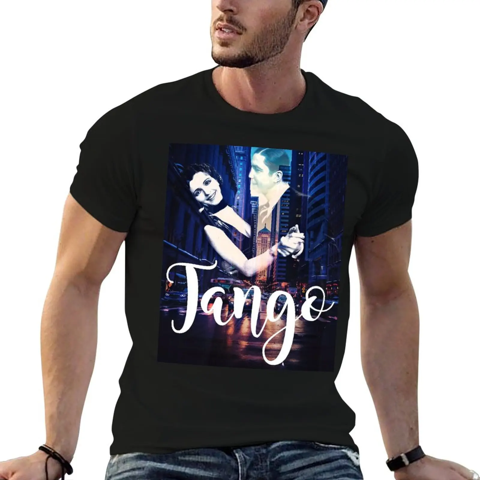 Camiseta de gran tamaño con diseño de la película Tango en la Ciudad 1 con Gardel y Mona Maris de 1934, camisetas de anime