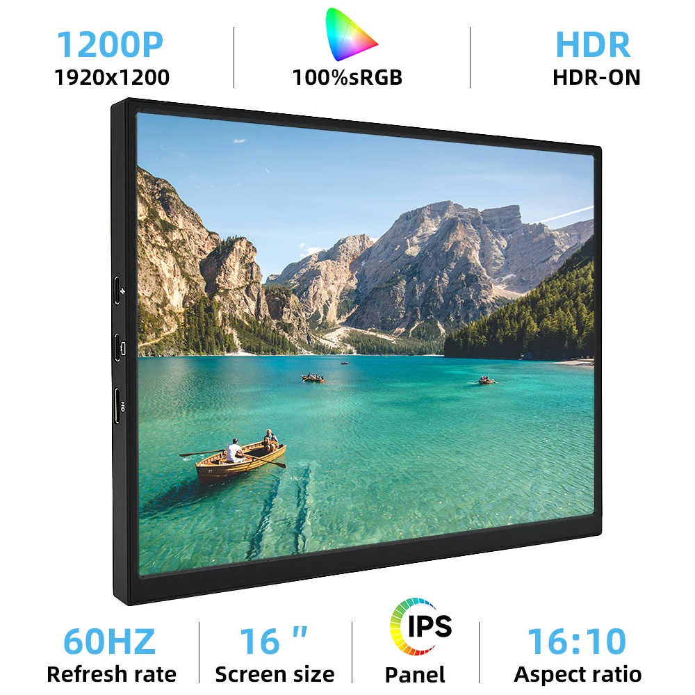 ZSUS 16 "Monitor portátil 100% sRGB 1200P pantalla IPS pantalla de ordenador de juegos de viaje para Steam Deck Laptop Switch PS4 PS5 Xbox