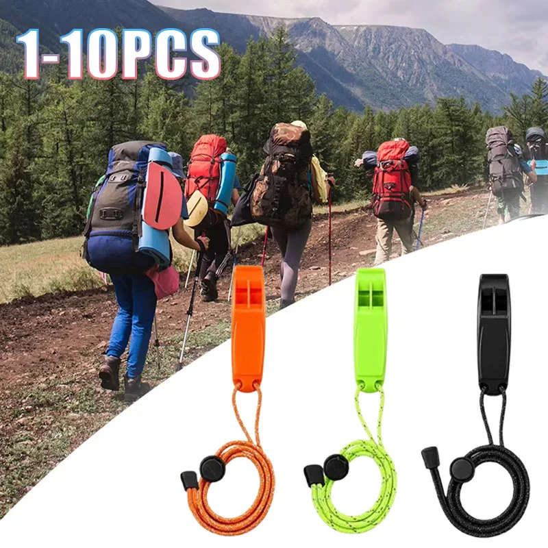 1-10pcs Signal Whistle Powerful Sound Floating Water Rescue with Adjustable Reflective Lanyard for Firefighter Search Guard
